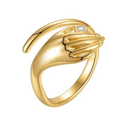 Adjustable Finger Rings For Women's Gold Color Ring Zircon Party Fashion Jewelry Wedding New Year