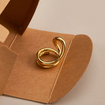 Irregular Line Ring For Women  Pated Gold Color Fashion Jewelry Rings Simple Office Friend Gift