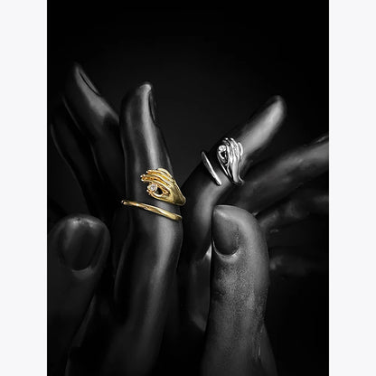 Adjustable Finger Rings For Women's Gold Color Ring Zircon Party Fashion Jewelry Wedding New Year