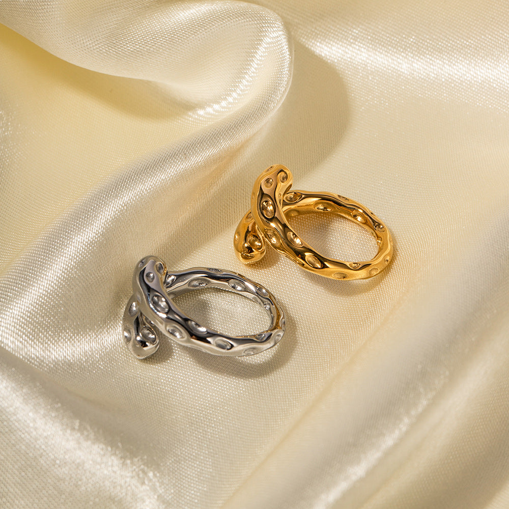 Contemporary Statement Ring Asymmetry Sensuous Contours Bangle or Cuff Shape And Form Set Waterproof Jewelry Women