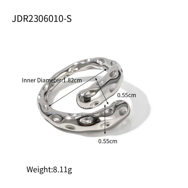 Contemporary Statement Ring Asymmetry Sensuous Contours Bangle or Cuff Shape And Form Set Waterproof Jewelry Women
