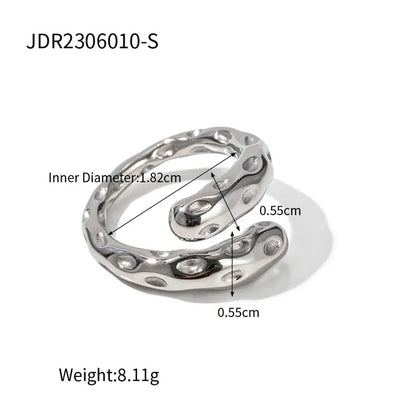 Contemporary Statement Ring Asymmetry Sensuous Contours Bangle or Cuff Shape And Form Set Waterproof Jewelry Women