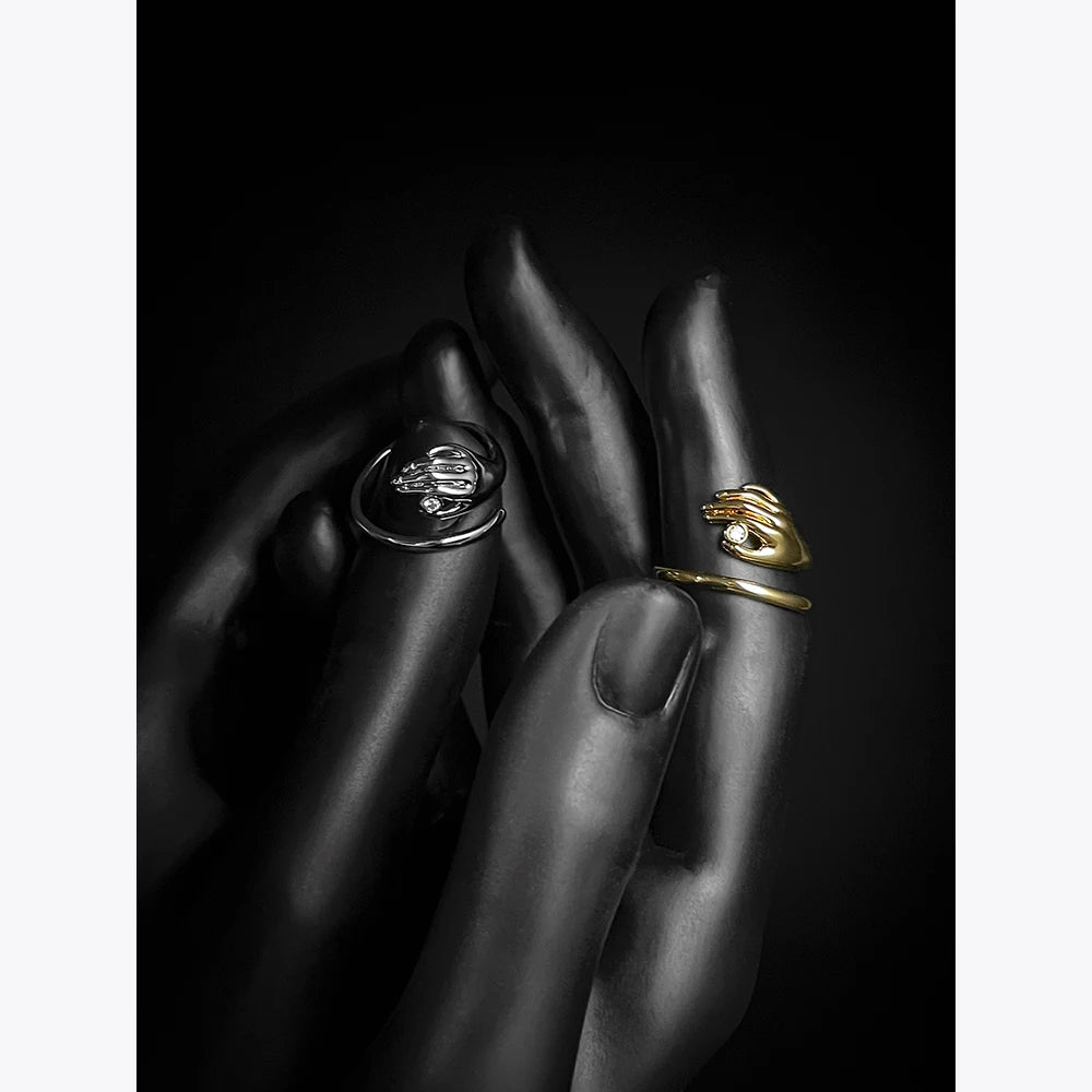 Adjustable Finger Rings For Women's Gold Color Ring Zircon Party Fashion Jewelry Wedding New Year