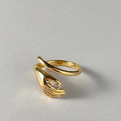 Adjustable Finger Rings For Women's Gold Color Ring Zircon Party Fashion Jewelry Wedding New Year